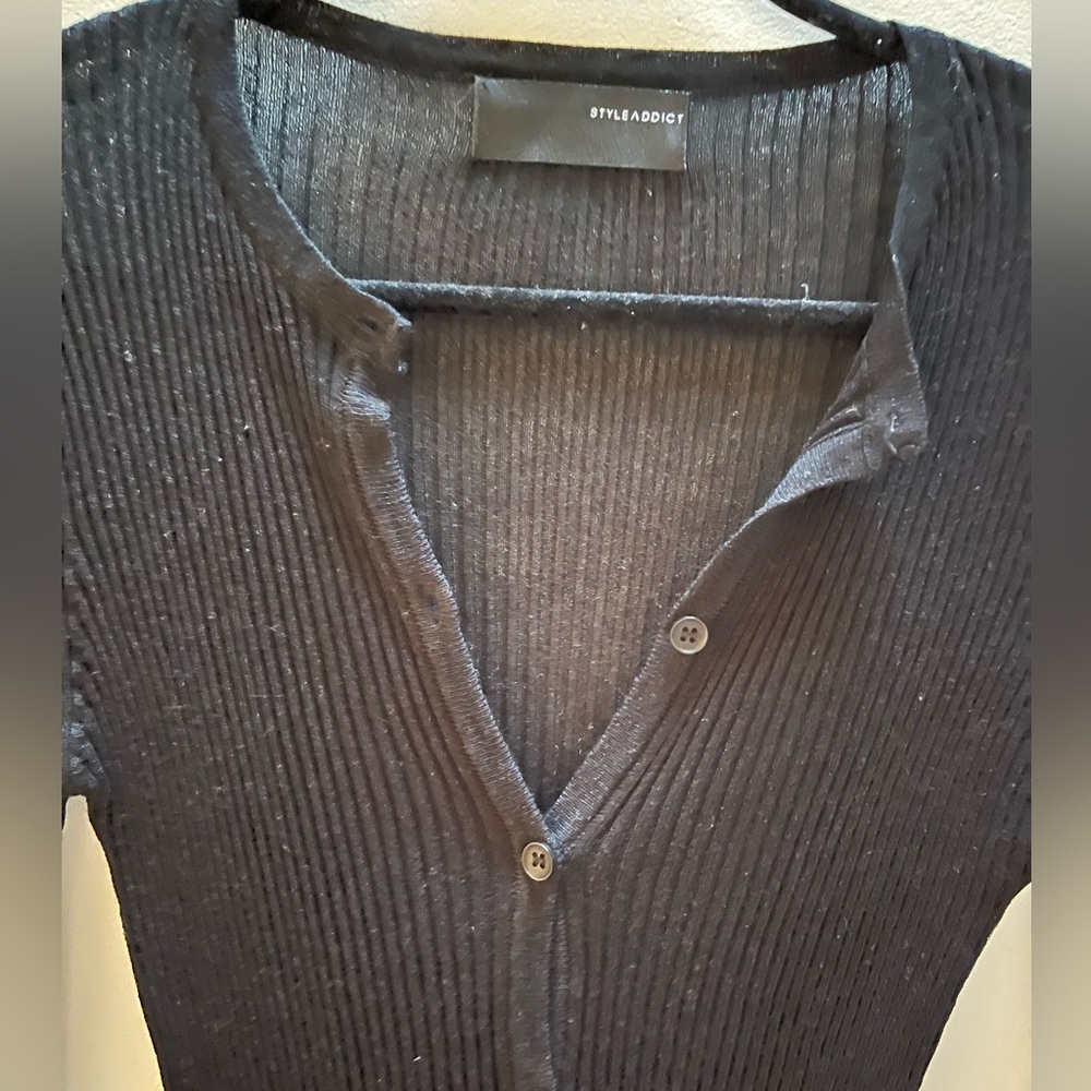 Style Addict Black Ribbed Knit Cardigan - Picture 3 of 3